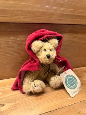 Boyds Bears Vinatge Tan Bear with Red Hooded Cape Movebale 90s